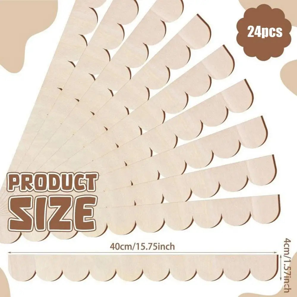 Scalloped Wood Trim Molding Strips 24Pcs – Unfinished DIY Edge Wood Trim Molding Axl 40x4cm
