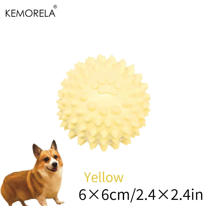 KEMORELA Dog Paw Print Thorn Ball TPR Chew Toy – Small Dogs Dog Chew Toy Axl Yellow