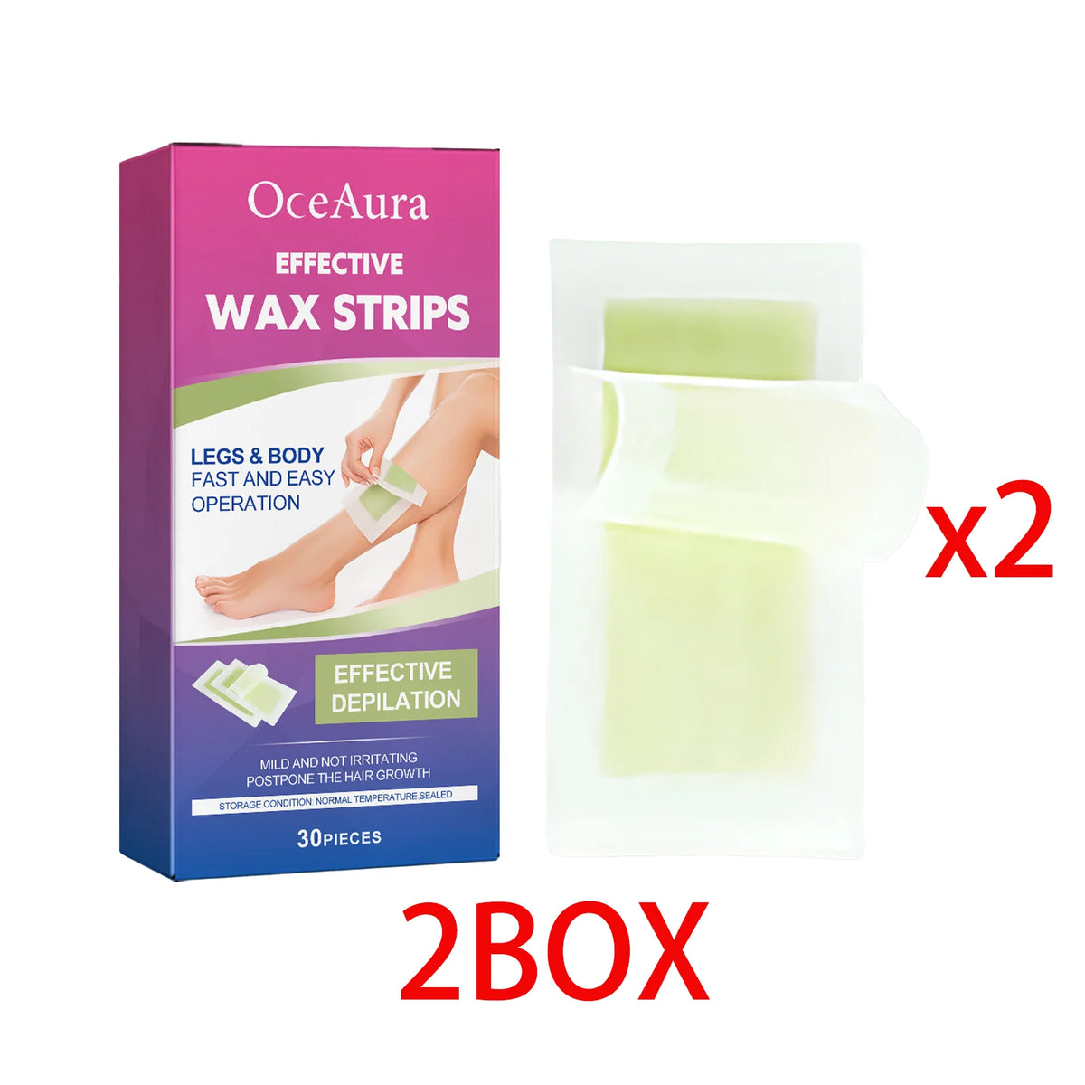 30-Pack Cold Wax Strips – Face, Leg & Underarm Hair Removal Wax Hair Removal Strips Axl Citrus x 2BOX