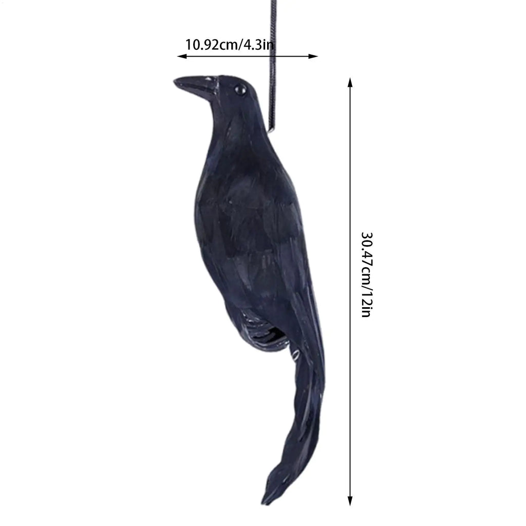 Realistic Hanging Crow Decoy – Bird Repeller & Halloween Prop Bird Decoy Decor Axl
