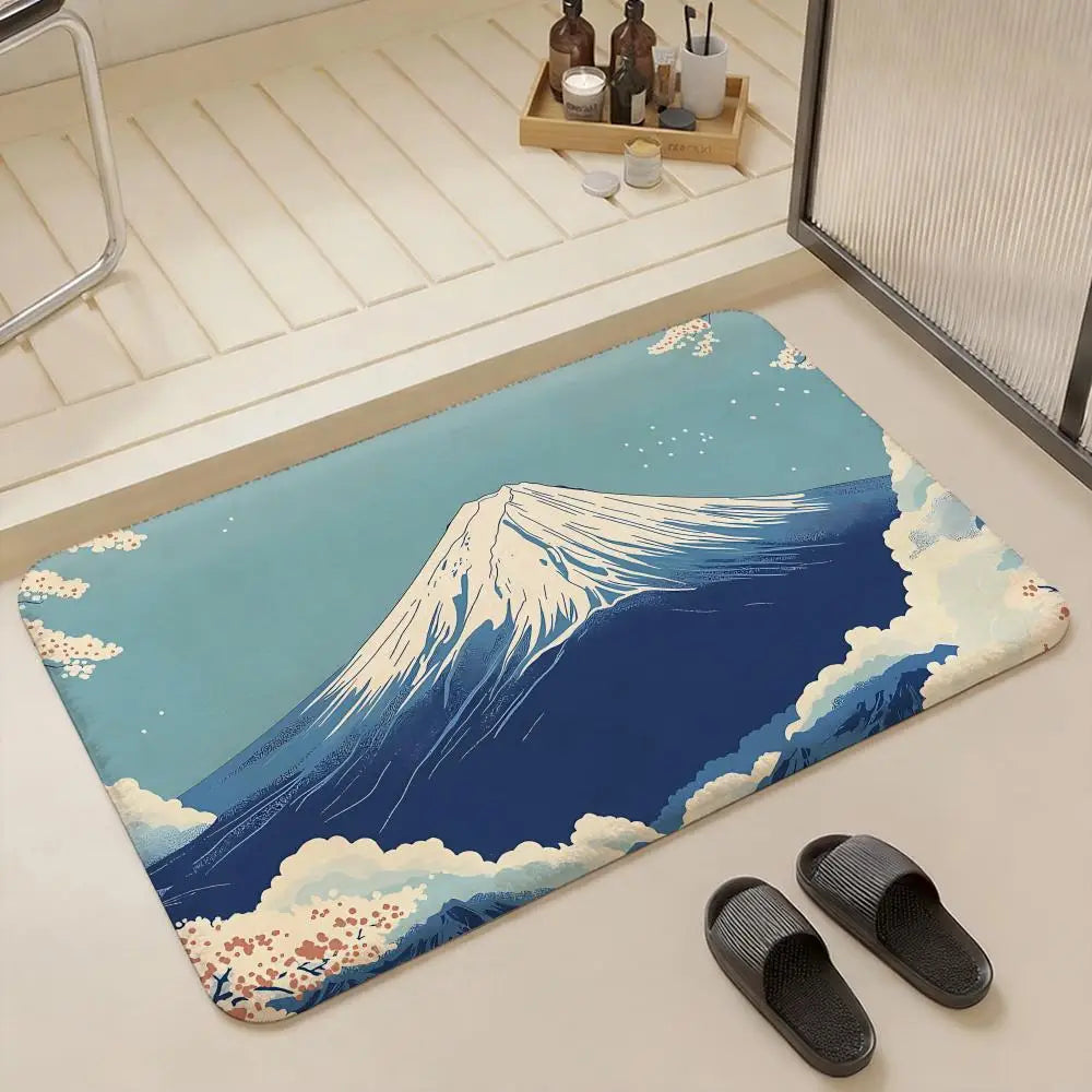 Mount Fuji Flannel Floor Mat – Non-Slip Soft Indoor Rug Flannel Floor Mat Axl