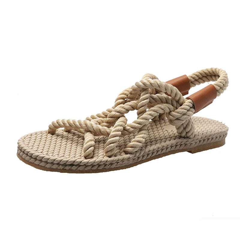 YBQJOO Women's Woven Roman Gladiator Sandals – Beach Slides Women's Sandals Axl Apricot 35