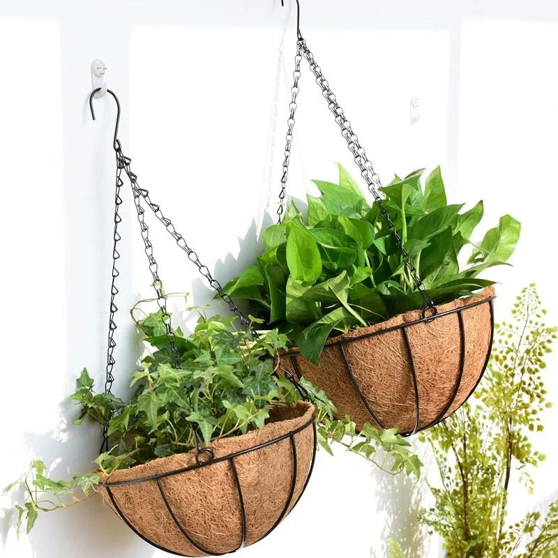 8/10 Inch Metal Hanging Basket with Coconut Liner | Garden Planter Hanging Garden Planter Axl