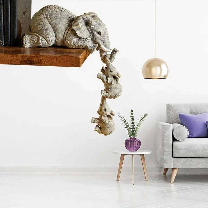 3-Piece Elephant Figurines Set – Resin Animal Home Décor Gift Decorative Figurine Set Axl