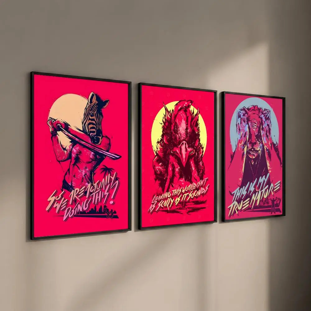 Hotline Miami Game Poster – HD Self-Adhesive Wall Art Sticker Wall Art Poster Axl