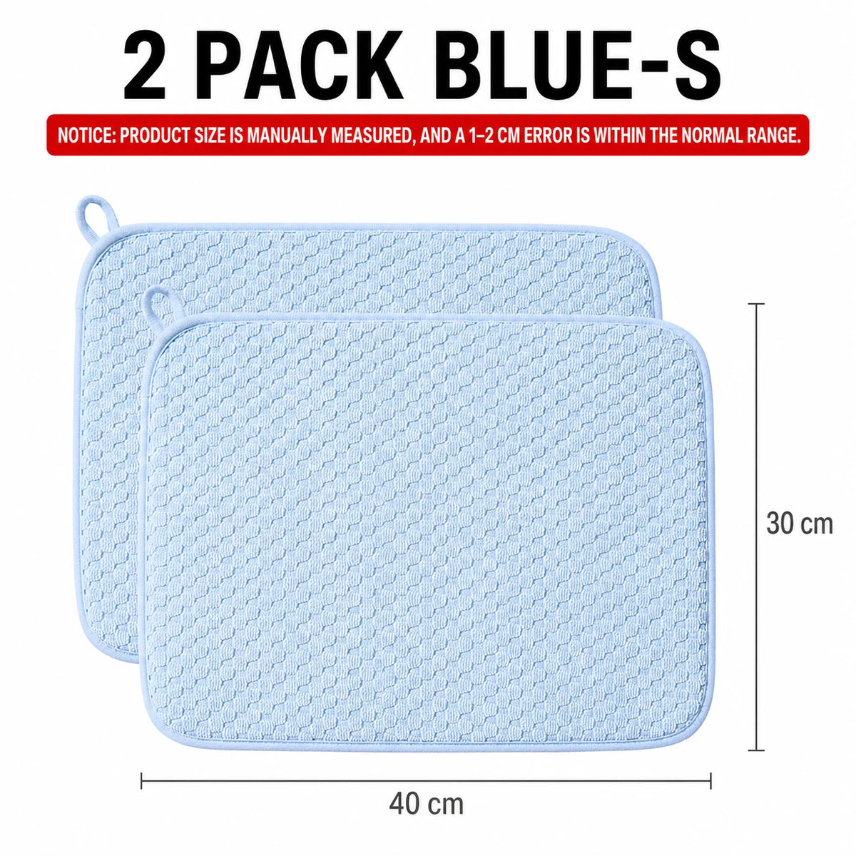 2-Pack Microfiber Dish Drying Mat – Absorbent Kitchen Counter Pad Dish Drying Mat Axl 2 Pack Blue-S All In One