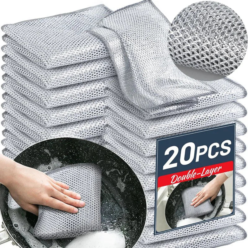 20-Pack Double-Sided Microfiber Magic Cleaning Cloths & Scrub Rags Microfiber Cleaning Cloths Axl