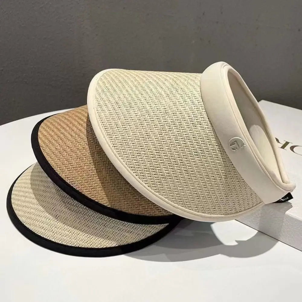 Women's Open Top Straw Sun Hat – UV Protection Wide Brim Wide Brim Sun Hat Axl