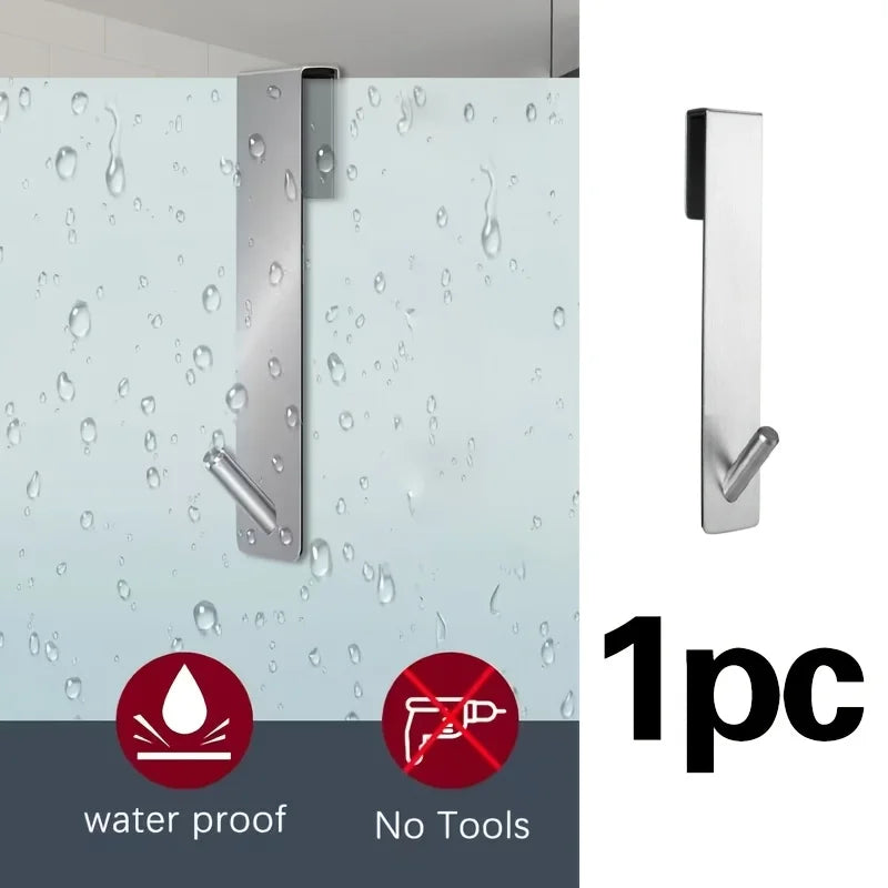 Stainless Steel Shower Door Towel Rack & Robe Hook – Brushed Bathroom Towel Rack Axl Silvery color 1PC