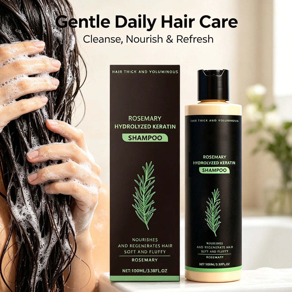 2-in-1 Rosemary Keratin Shampoo – Volumizing & Nourishing 100ml Hair Care Shampoo Axl