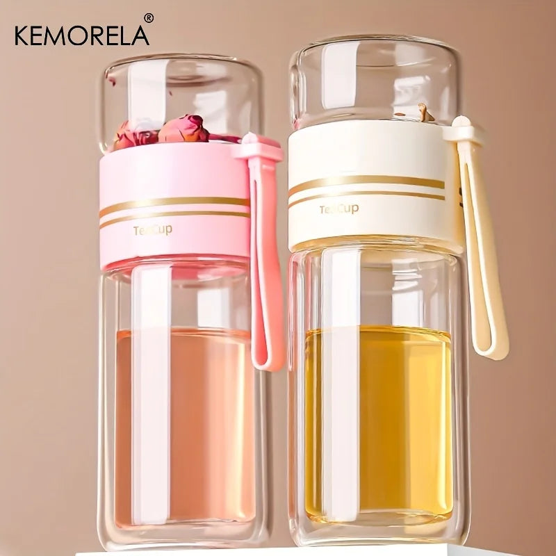 520ml Double-Walled Glass Tea Mug with Stainless Infuser Glass Tea Infuser Mug Axl