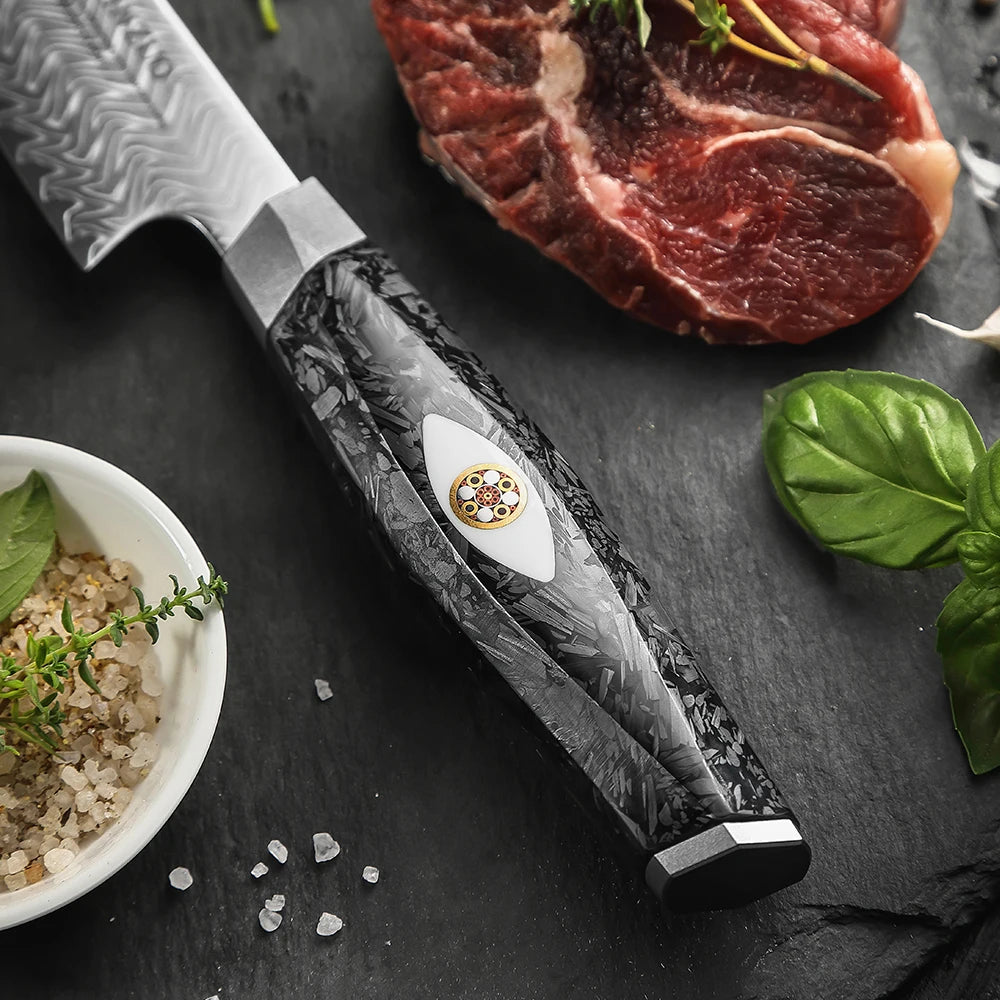 XINZUO 8.46" Damascus Carving Knife – 145-Layer M390 Steel Damascus Carving Knife Axl