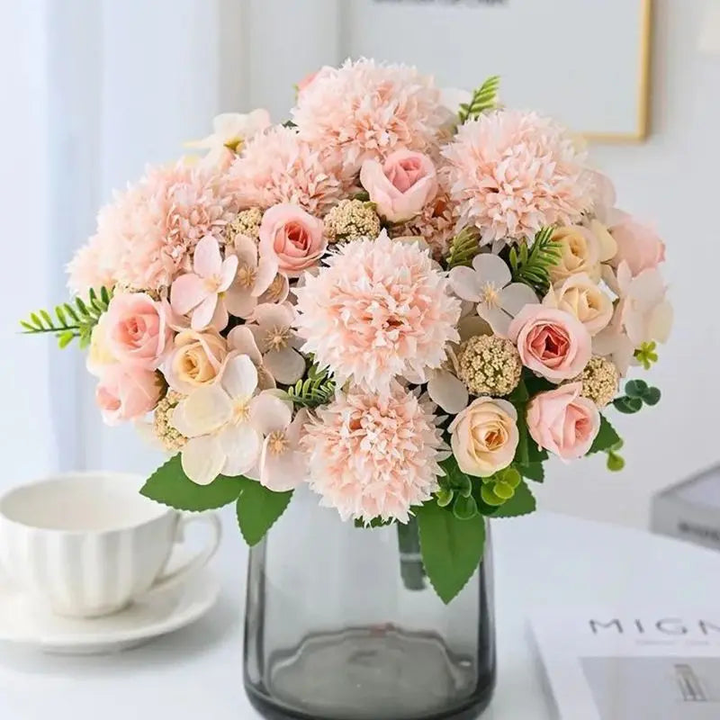 Silk Artificial Rose & Chrysanthemum Bouquet | Wedding Décor Artificial Flower Bouquet Axl