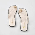 VKJF Women's Clip Toe Low-Heel Sandals | Summer Walking Slides Clip Toe Sandals Axl 37 Beige