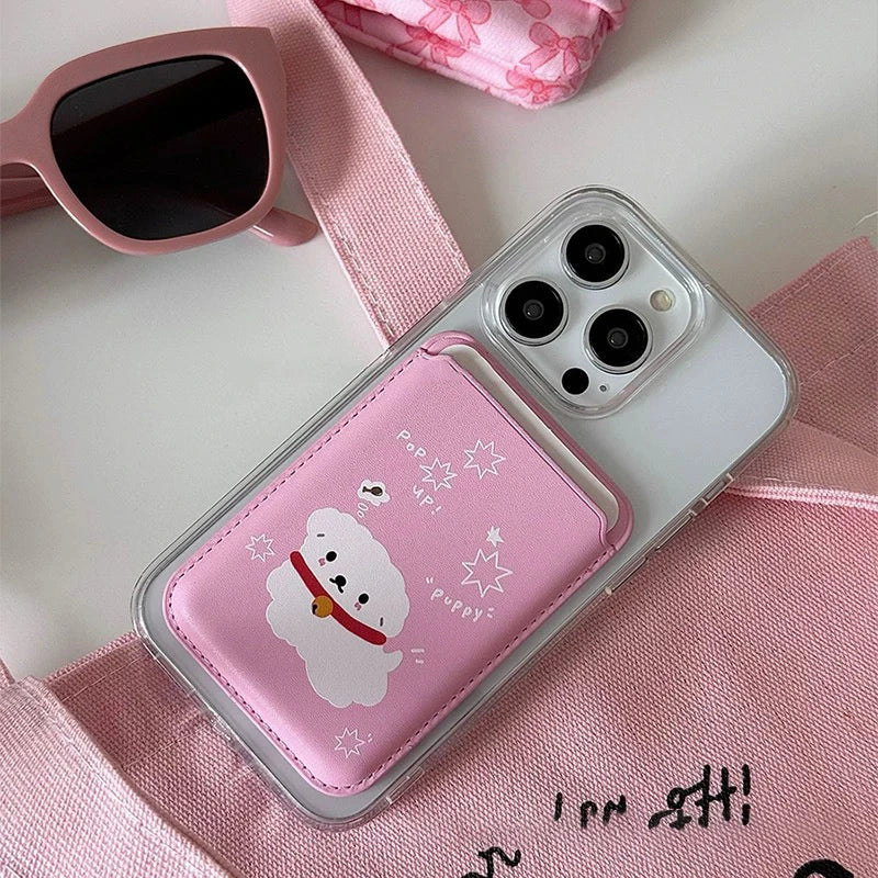 Dog Cartoon Magnetic Wallet Case iPhone 14 & 15 – Card Holder Wallet Phone Case Axl