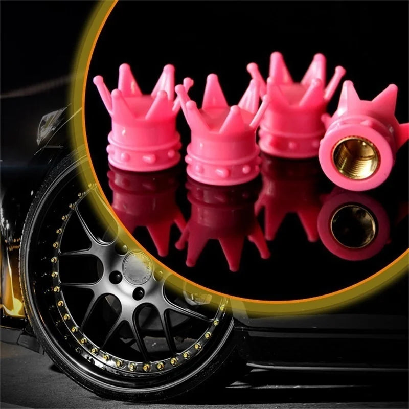 Crown Valve Stem Caps 2-Pack | Car, Bike & Motorcycle Gold/Silver Valve Stem Caps Axl