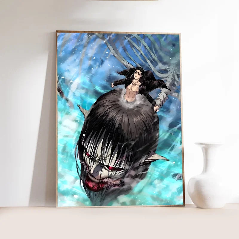 Attack on Titan Anime Poster | Self-Adhesive Waterproof Wall Art Anime Wall Poster Axl z2 40x60cm No Frame