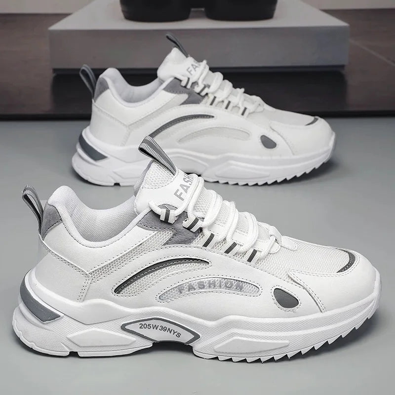 YBQJOO Men's Breathable Mesh Casual Sneakers | Anti-Slip Men's Casual Sneakers Axl white gray 44