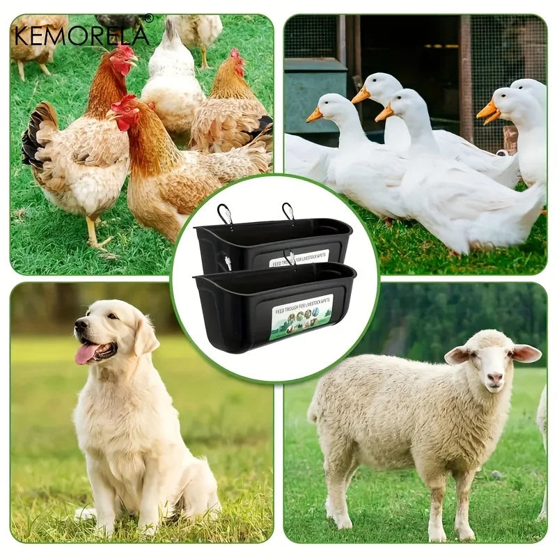 2-Pack Hanging Chicken Duck Goat Feeder Trough with Clip Poultry Feeder Trough Axl