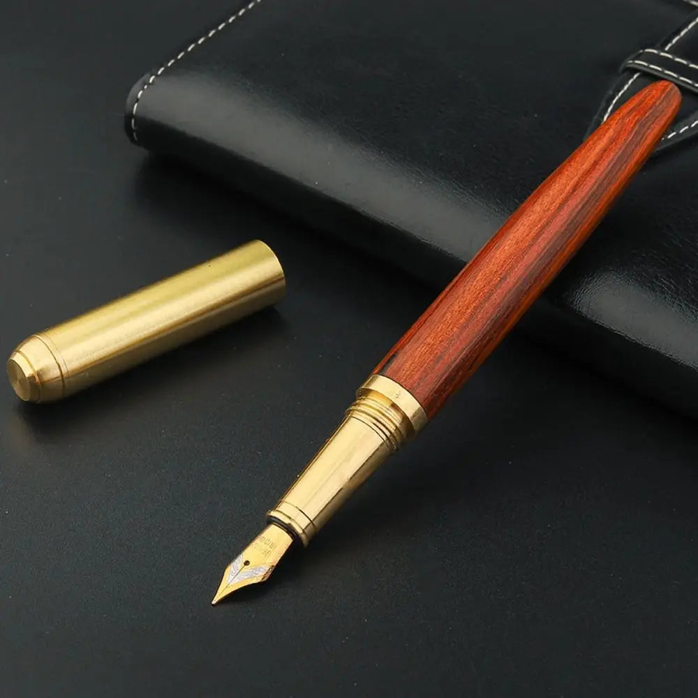 Wood & Brass Fountain Pen – 0.7mm Calligraphy Signature Pen Fountain Pen Axl B