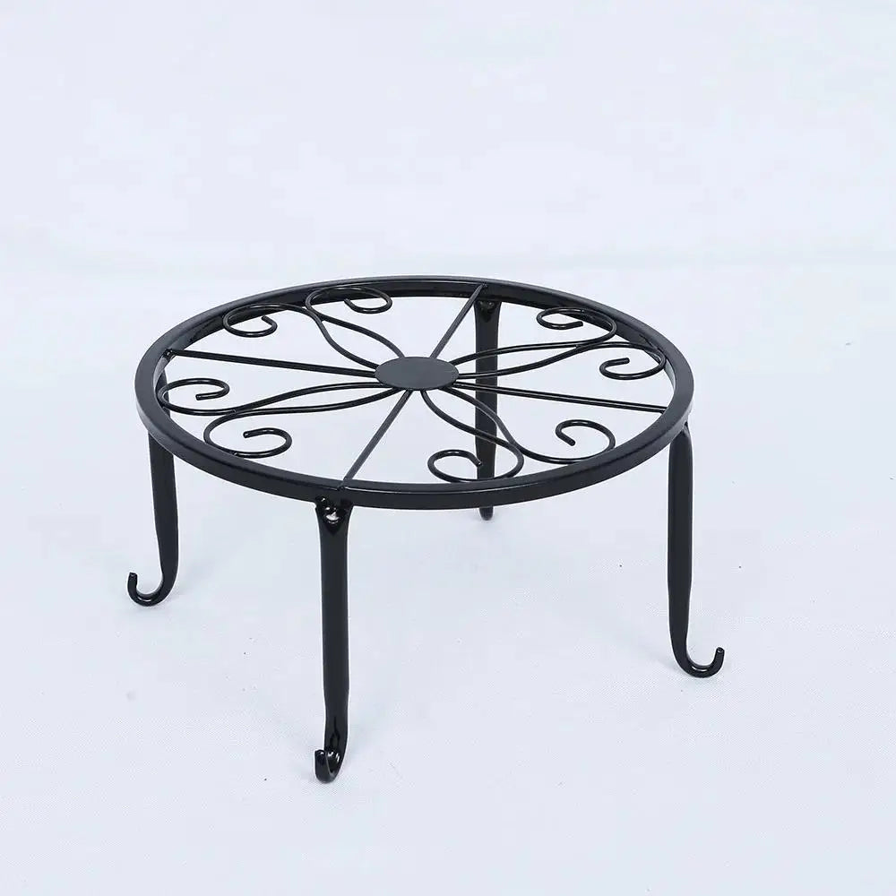 Wrought Iron Flower Pot Stand – Balcony & Garden Display Shelf Plant Display Stand Axl black