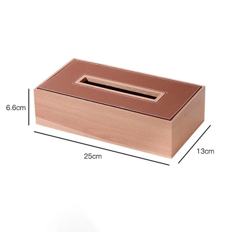 Luxury Wooden & Leather Tissue Box – Beech Desktop Organizer Tissue Box Organizer Axl