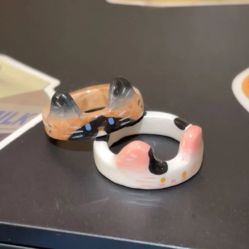 Cute Cat Resin Ring – Adjustable Novelty Ring for Women Novelty Resin Ring Axl
