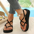 Women's Wedge Clip Toe Sandals – Lightweight Summer Beach Shoe Wedge Sandals Axl 37 WHITE