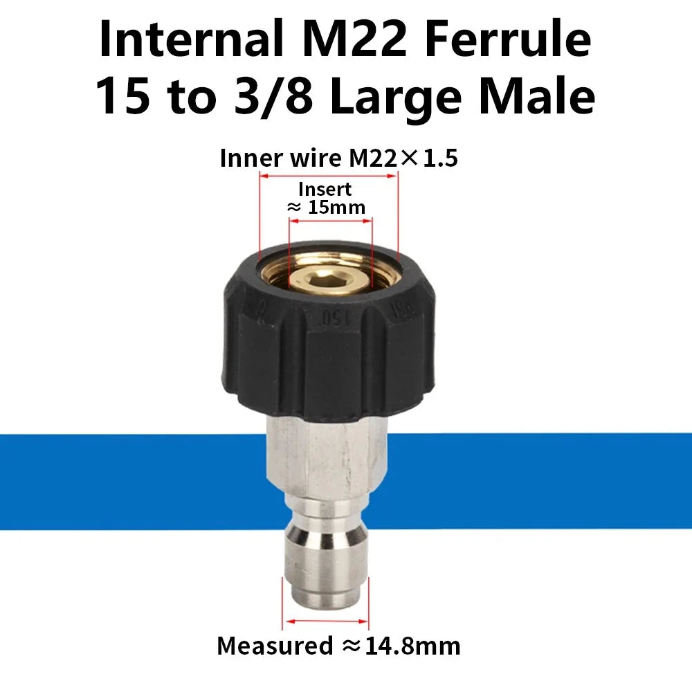 M22 Pressure Washer Adapter – 3/8 & 1/4" Quick Coupler Pressure Washer Adapter Axl 16mm Style 1