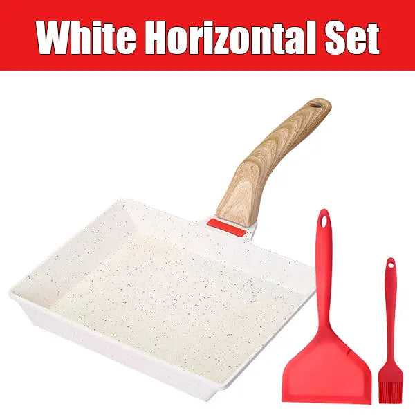 Nonstick Tamagoyaki Pan – Japanese Omelette Egg Frying Pan Egg Frying Pan Axl White Horizontal Set
