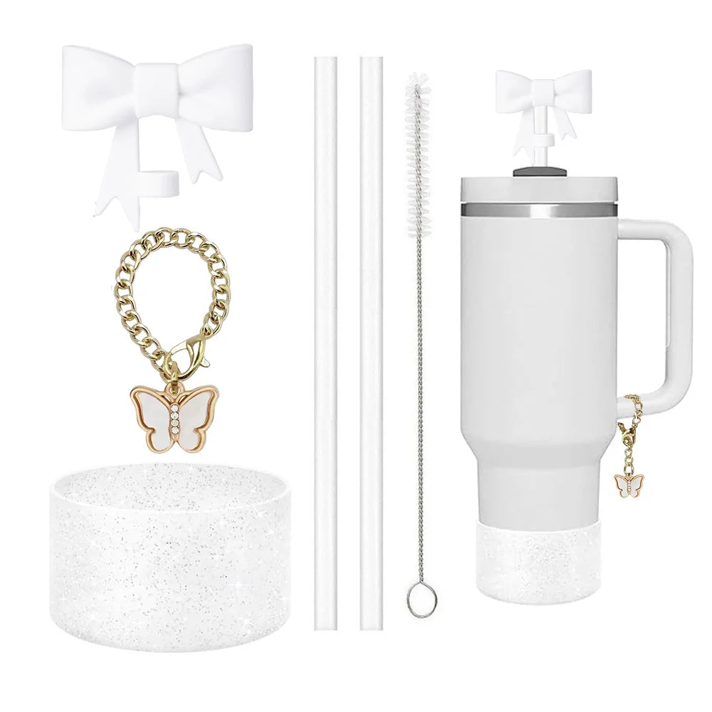 6-Piece Stanley Cup Accessories Set – Straw Covers & Charm Tumbler Accessories Set Axl Silver