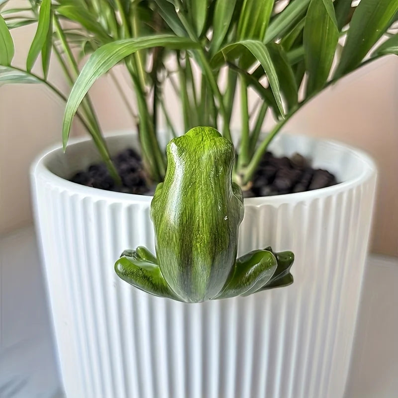 Mini Resin Frog Statue on Flower Pot | Garden & Home Décor Decorative Figurine Axl