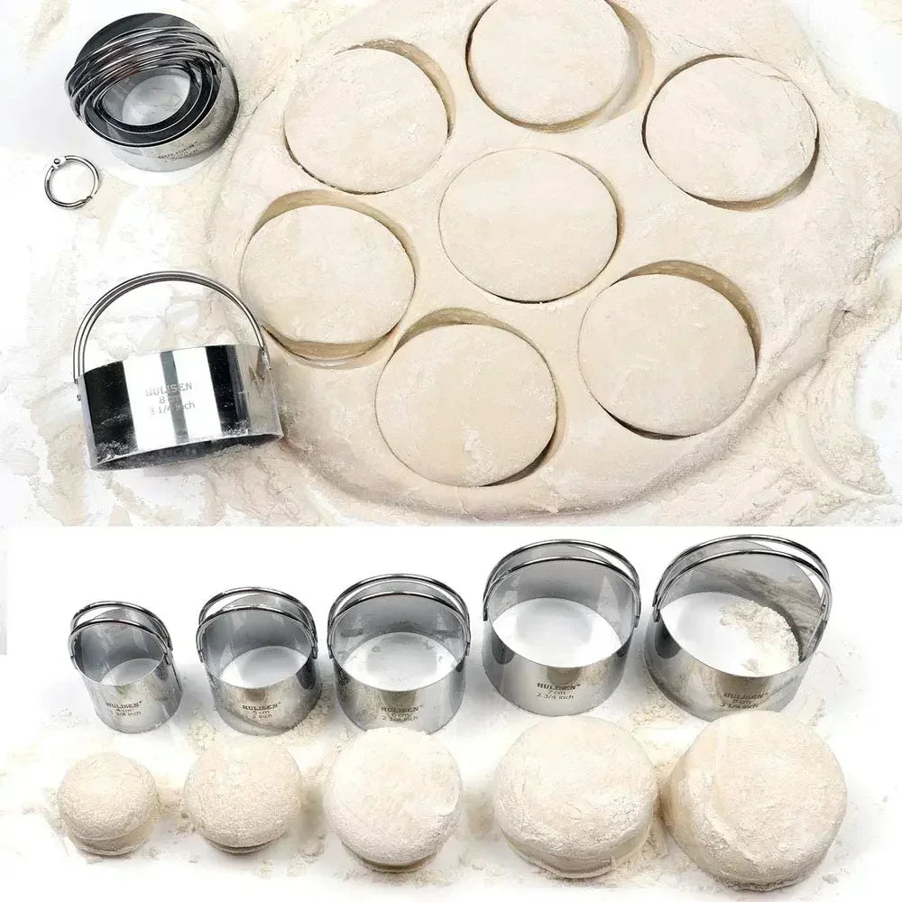 5-Piece Round Stainless Steel Cookie Cutter Set with Handle Cookie Cutter Set Axl