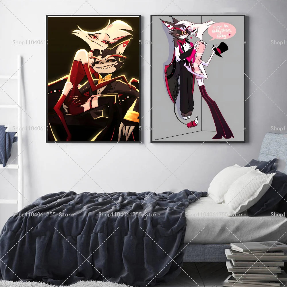 Hazbin Hotel Angel Dust Alastor Poster – Self-Adhesive Wall Art Anime Wall Poster Axl