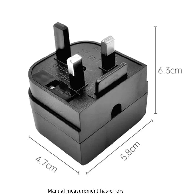 EU 2-Pin to UK/Singapore Type G Plug Adapter – 13A Fuse Travel Plug Adapter Axl black-1pcs