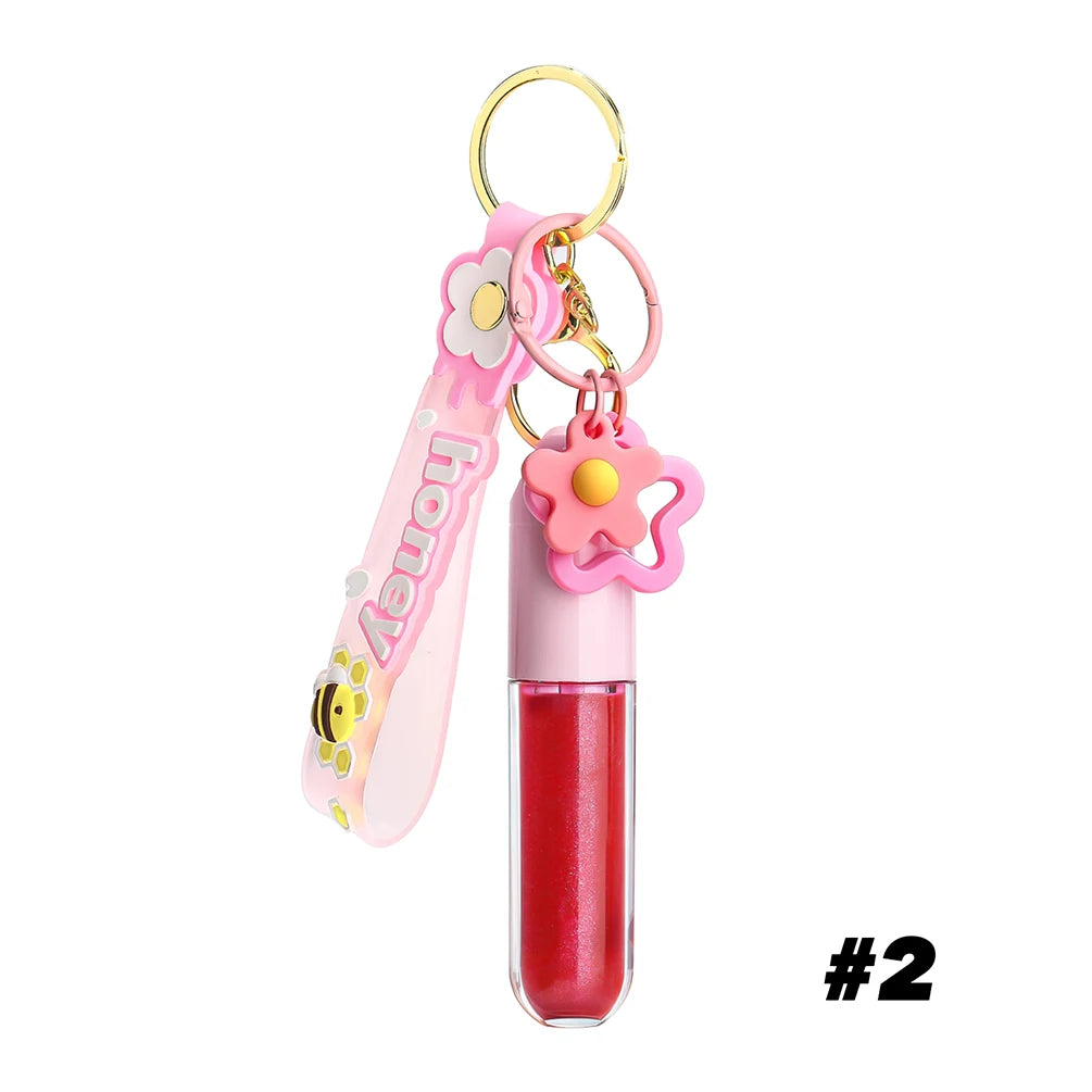 Vegan Lip Gloss Private Label Set – Bee Charm Keychain, 8ml Private Label Lip Gloss Axl Key 02 100pcs with logo