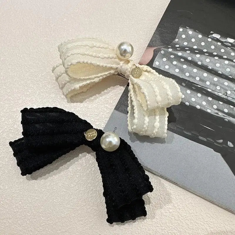 Pearl Bow Hair Clip Set – French Duckbill Clips for Women Hair Clip Set Axl