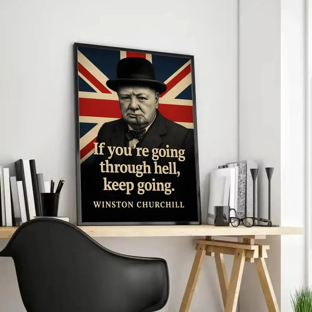 Winston Churchill Frameless Canvas Wall Art Poster | Home Décor Canvas Wall Art Axl Black4 15X20cmFrameless