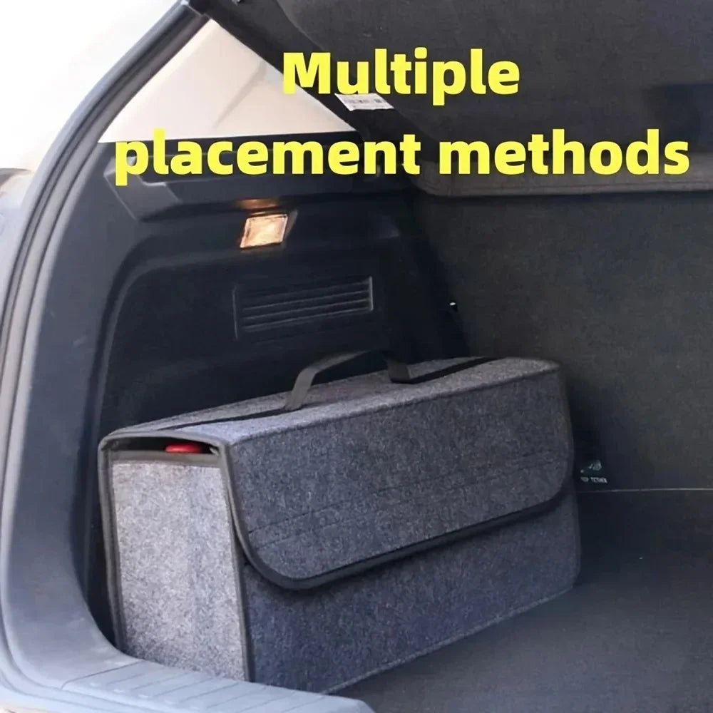 Gray Felt Car Trunk Organizer – Anti-Slip Compartment Box Car Trunk Organizer Axl