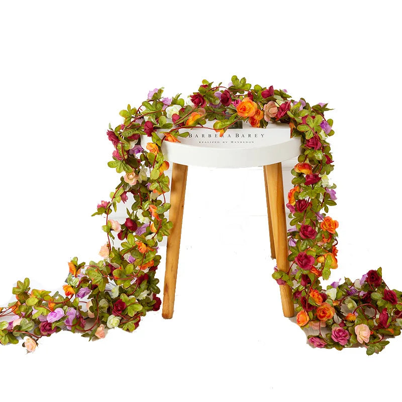 Silk Rose Artificial Flower Garland – Wedding & Home Vine Decor Artificial Flower Garland Axl