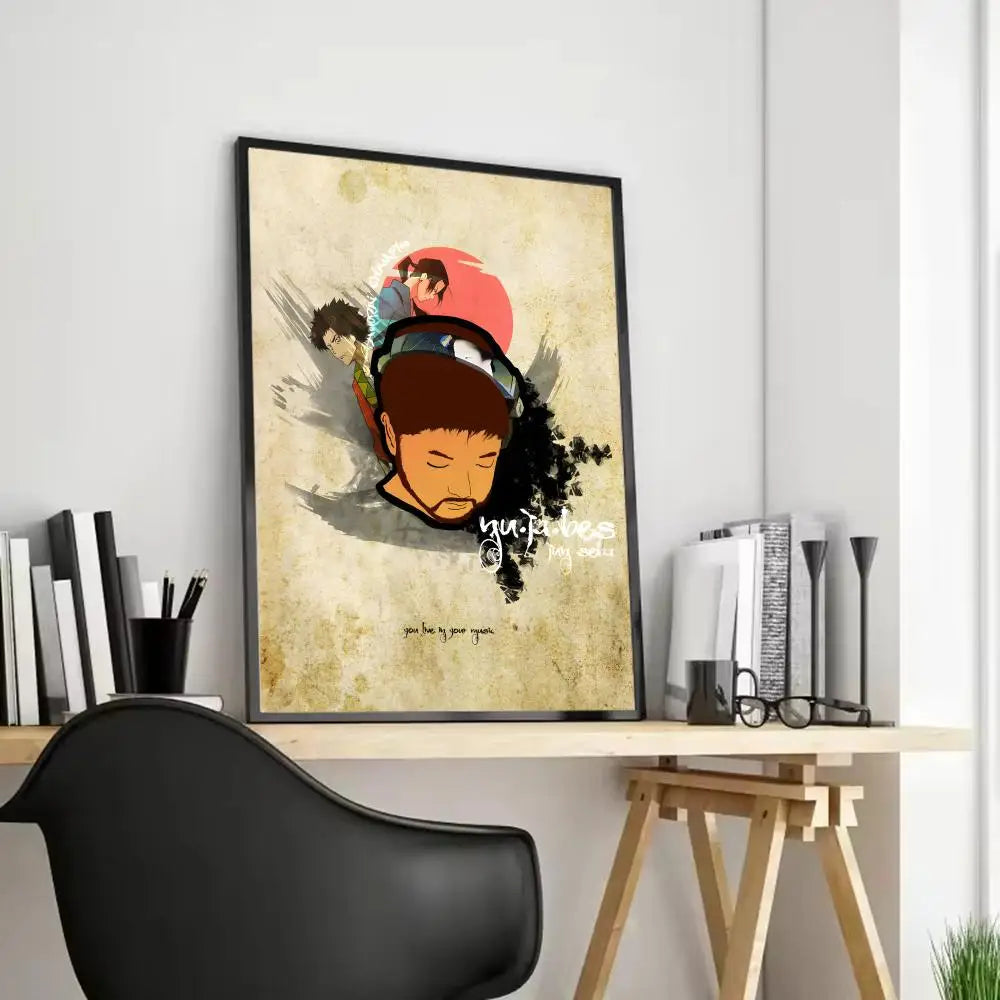 Nujabes Album Canvas Wall Art – Vintage Abstract Poster Print Canvas Wall Art Axl Black2 40X50cmFrameless