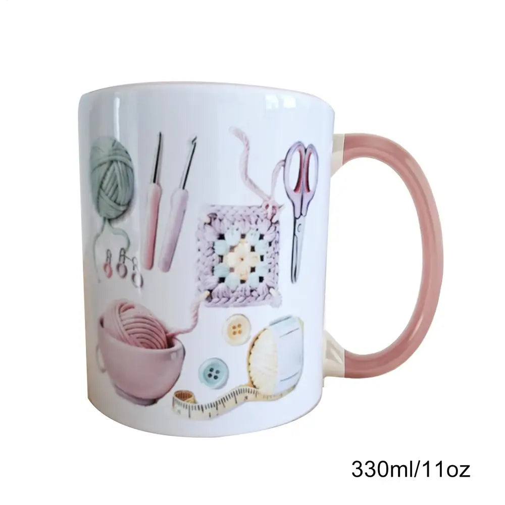 Crochet Ceramic Coffee Mug 330ml | Yarn Lover Gift for Women Ceramic Coffee Mug Axl 1pcs 330ml