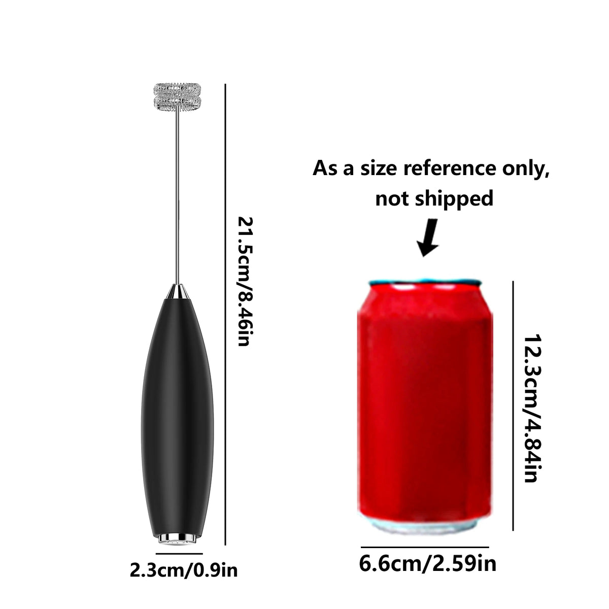 Handheld Milk Frother Wand – Battery Operated Drink Mixer Milk Frother Wand Axl Black