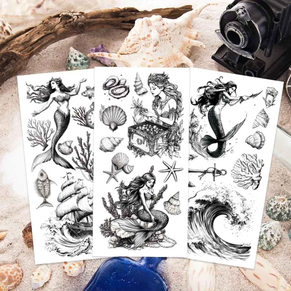 Mermaid Rub-On Transfers for Furniture & Crafts | 3-Sheet Set Craft Transfer Decals Axl