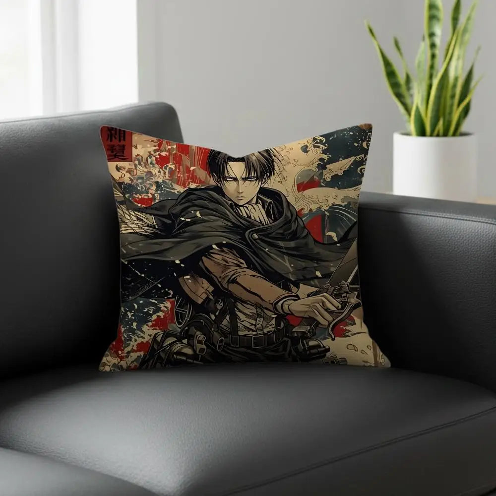 Levi Ackerman Linen Cushion Cover – Anime Pillow Decor Set Anime Cushion Cover Axl White6 40X40cm