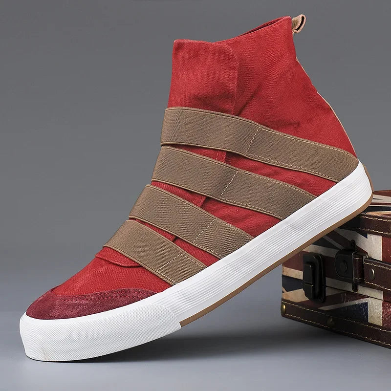 YBQJOO Korean High Cut Canvas Strap Casual Shoes | Unisex Canvas Casual Shoes Axl