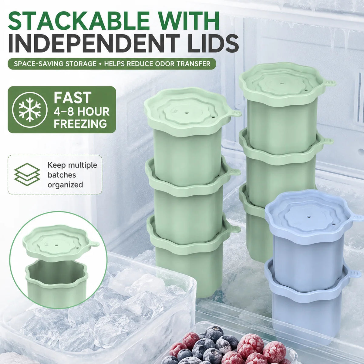 3-Piece Hollow Cylinder Ice Mold for 20–40oz Tumblers & Lids Silicone Ice Mold Axl