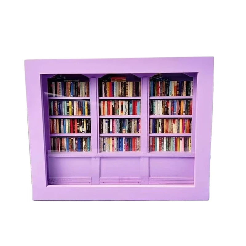 Miniature Wooden Bookshelf Ornament with 200 Mini Books Miniature Bookshelf Ornament Axl A6