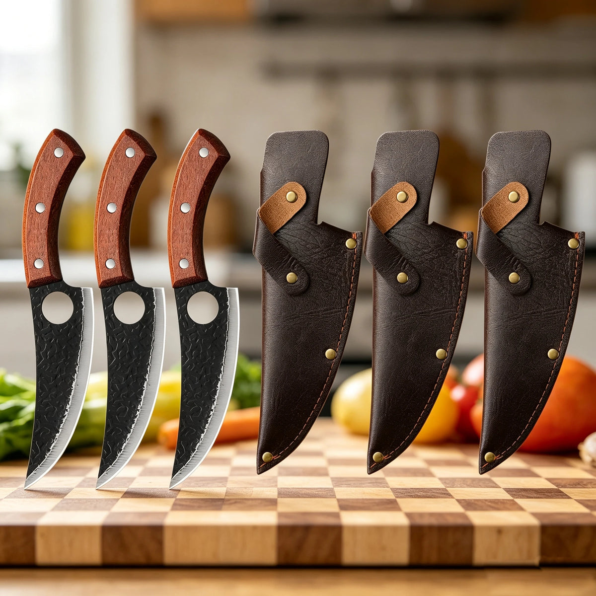 SHENJIU Hand Forged Boning Knife – Full Tang Stainless Steel Boning Knife Axl 3pcs B