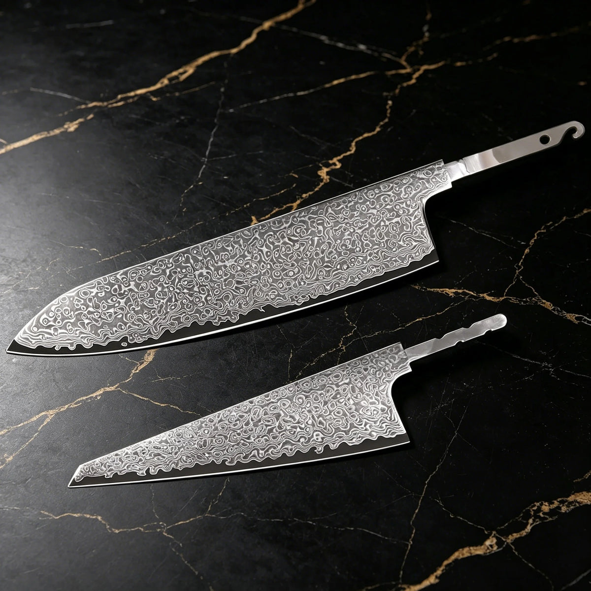 Hand Forged Damascus Steel Chef Knife Blade – DIY Kit Damascus Knife Blank Axl Kitchen Blade-2pcs
